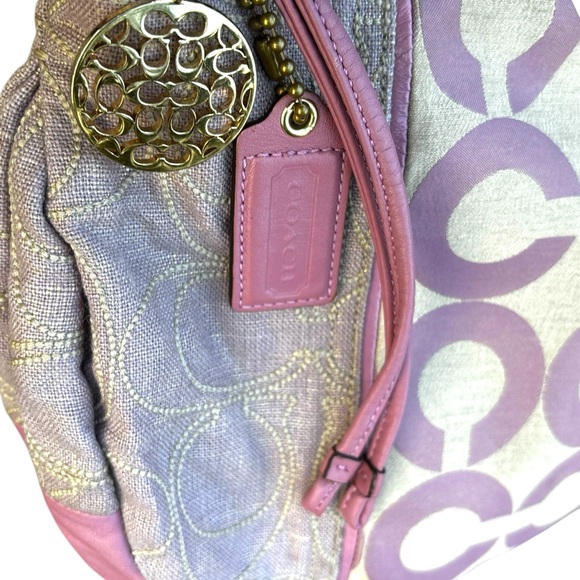 Coach Large Shoulderbag Patchwork-Purple w/Gold Hardware Charm/Tassel/Logo - Picture 3 of 11